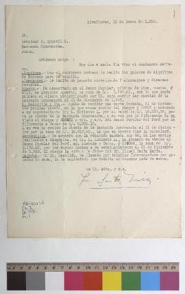 Envío de alquitrán, almanaques y venta de mantequilla y ganado