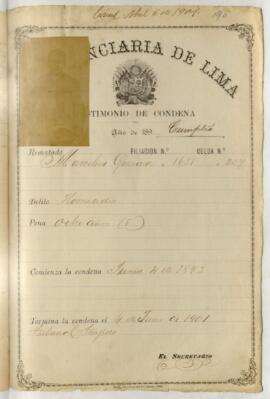 Testimonio de condena