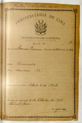 Testimonio de condena