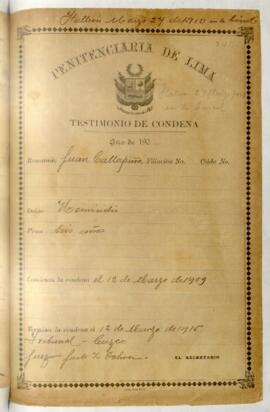 Testimonio de condena