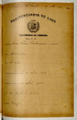 Testimonio de condena