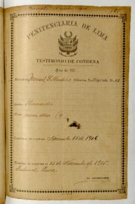 Testimonio de condena