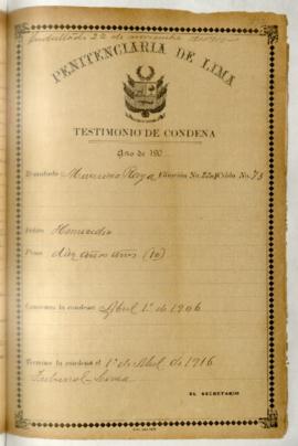 Testimonio de condena