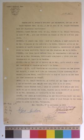 Contrato por la venta de toros para la lidia.