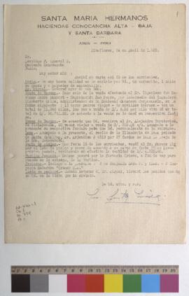 Recepción de carnerito, queso y mantequilla, venta de pieles y entrega de turbina