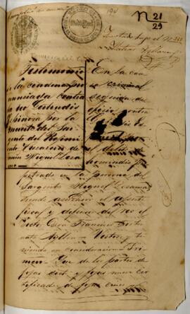 Testimonio de condena