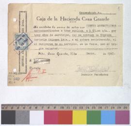Recibo de pago de indemnización