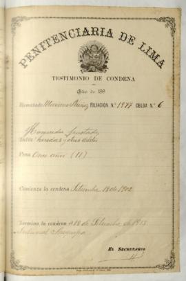 Testimonio de condena
