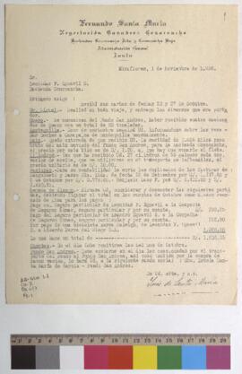 Envío de guano; remesa de mantequilla y recepción de aceite