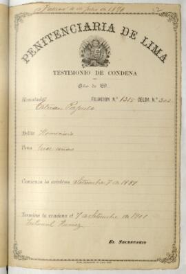 Testimonio de condena