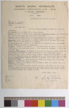 Pagos de la hacienda, confección de turbina, envío de productos veterinarios, cementos, cinceles y puntas