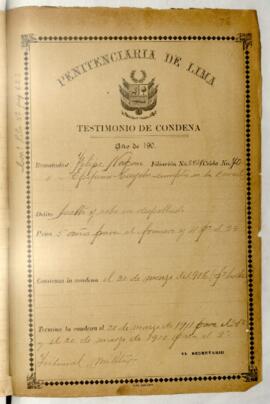 Testimonio de condena