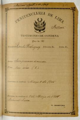 Testimonio de condena