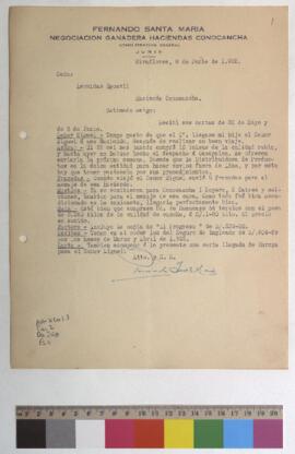 Envío de azúcar y objetos para la hacienda, recepción de recibos de seguro