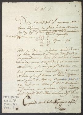 Recepción de cantidad de pesos