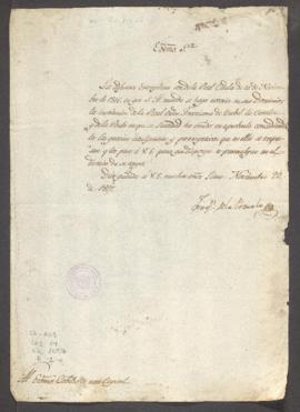 Correspondencia al Cabildo de Lima