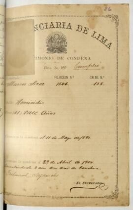 Testimonio de condena