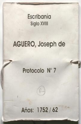 Protocolo notarial de Joseph de Agüero