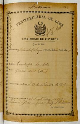 Testimonio de Condena