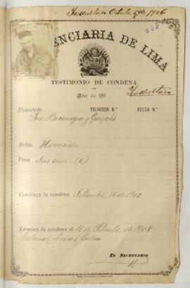 Testimonio de condena