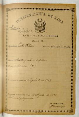 Testimonio de condena