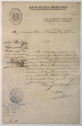 Disposición para colocar en destino de hacienda