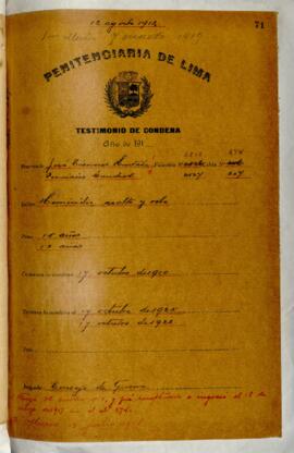 Testimonio de condena