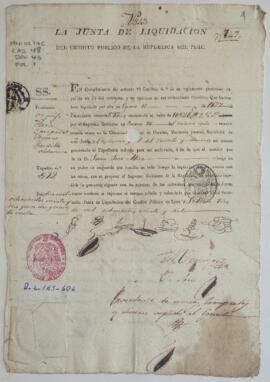 Reconocimiento de deuda de víveres, transporte y dinero