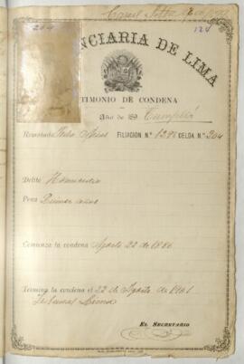 Testimonio de condena