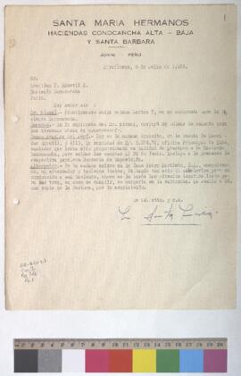 Envío de cemento, pago de cuentas y recojo de alternador y tableros