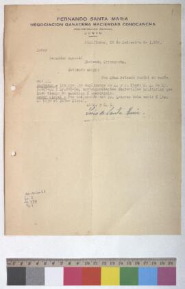 Envío de duplicado de factura de materiales sanitarios y viaje del Miguel Santa María