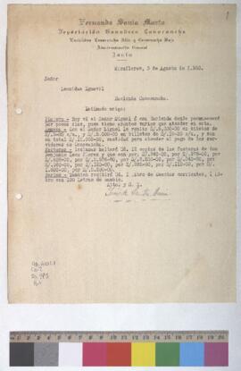 Envío de dinero, libro de cuentas y libro de letras