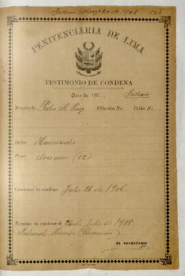 Testimonio de condena