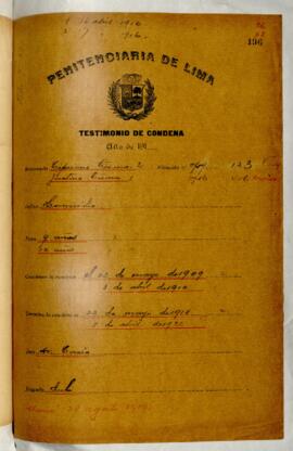 Testimonio de condena