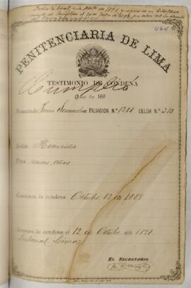 Testimonio de condena