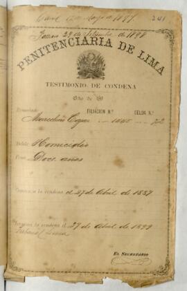 Testimonio de condena