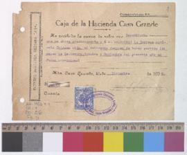Recibo de pago de indemnización