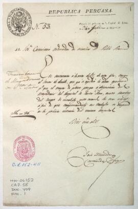 Disposición de hombres para hospital de Santa Ana