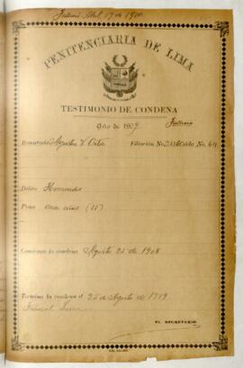 Testimonio de condena