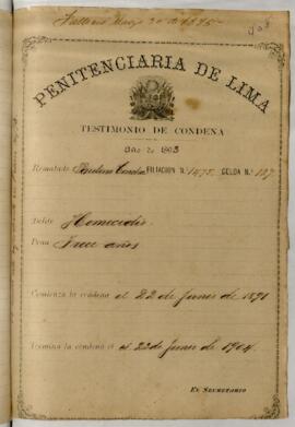 Testimonio de condena