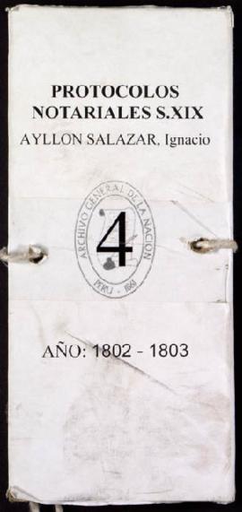 Protocolo notarial de Ignacio Ayllón Salazar