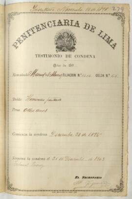 Testimonio de condena