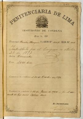 Testimonio de condena