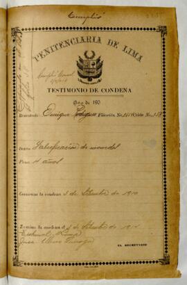 Testimonio de Condena