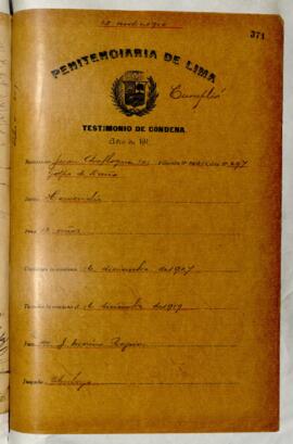 Testimonio de condena