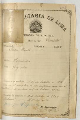 Testimonio de condena