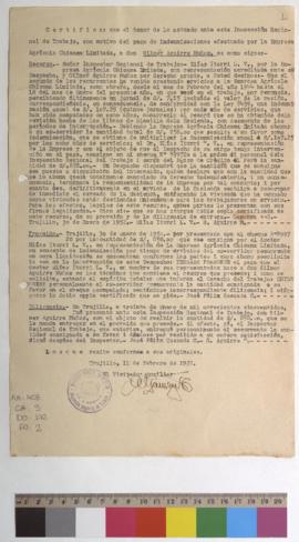 Certificado de indemnización