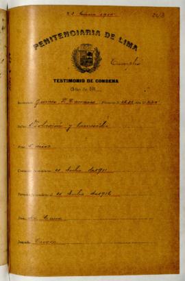 Testimonio de condena