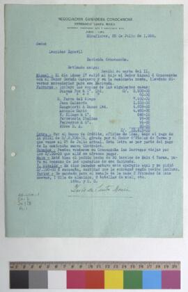 Envío de mercaderías, dinero y utensilios