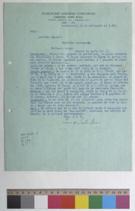 Envio de encomienda, maíz y madera, pago de letras